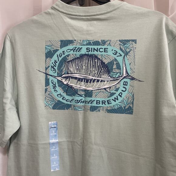 Izod Small Tee Shirt Saltwater‎ Harbor Gray Brewpub NWT - Picture 2 of 4